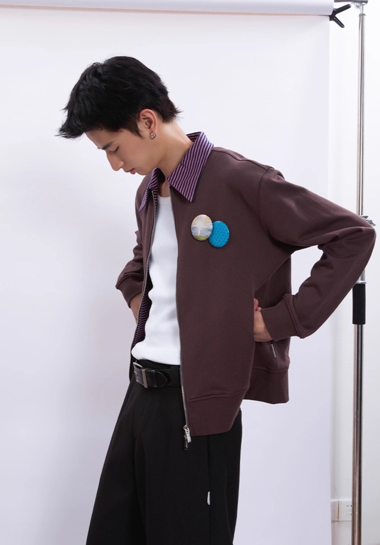 PATCHWORK STRIPED LOOSE JACKET