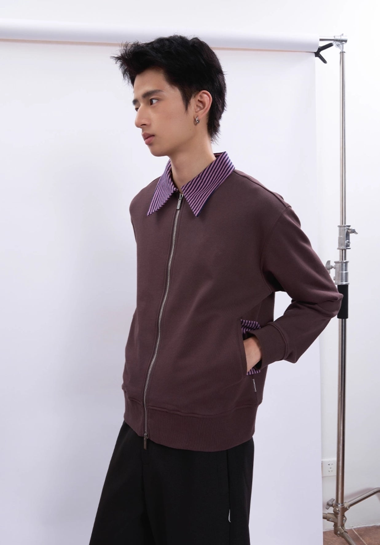 PATCHWORK STRIPED LOOSE JACKET