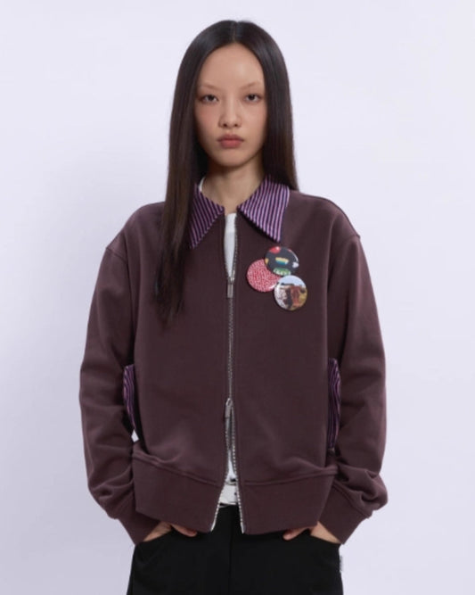 PATCHWORK STRIPED LOOSE JACKET