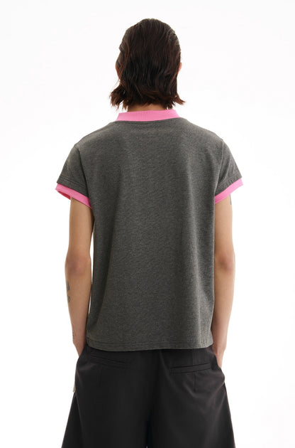LOOSE SHOULDER CONTRAST TEE