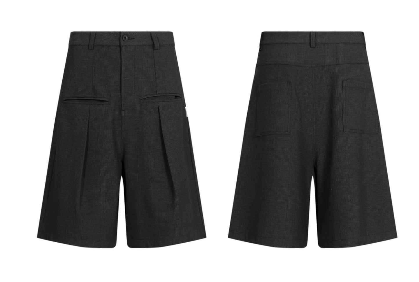 DARK PLAID WIDE SUIT SHORTS