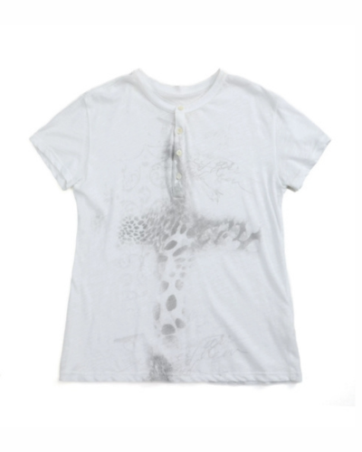 SHEER LEOPARD HENLEY TEE