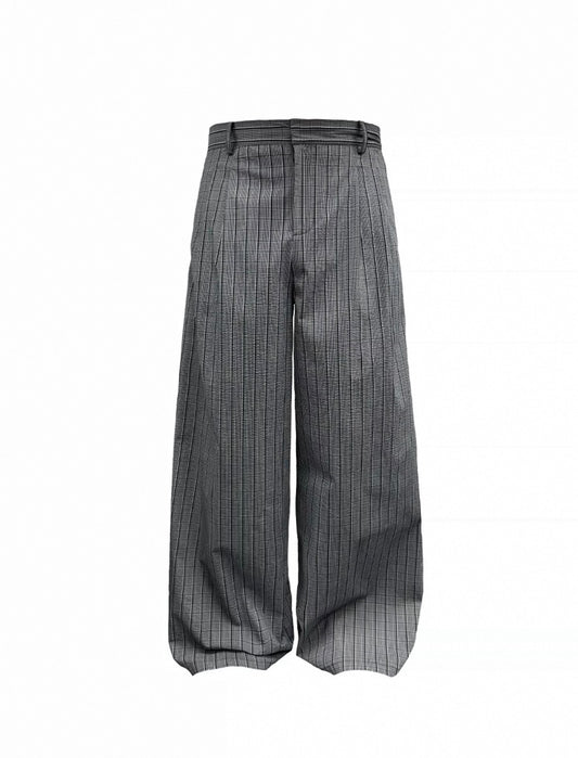 STRAIGHT WIDE LEG PLAID PANTS