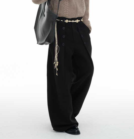 BUTTON PLEATED TROUSERS