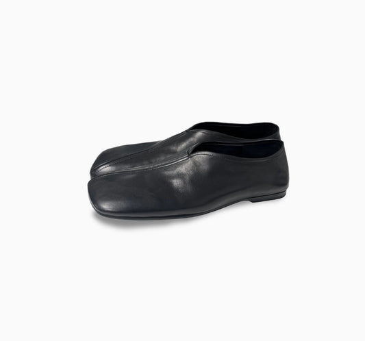 OBLIQUE TOE LEATHER MONK SHOES
