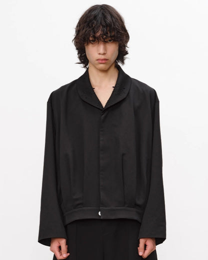 CARVED COLLAR PLEATED BLAZER