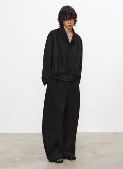 CARVED COLLAR PLEATED BLAZER