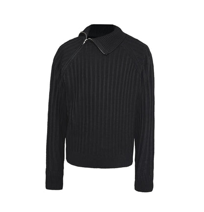 OBLIQUE ZIP TURTLENECK SWEATER