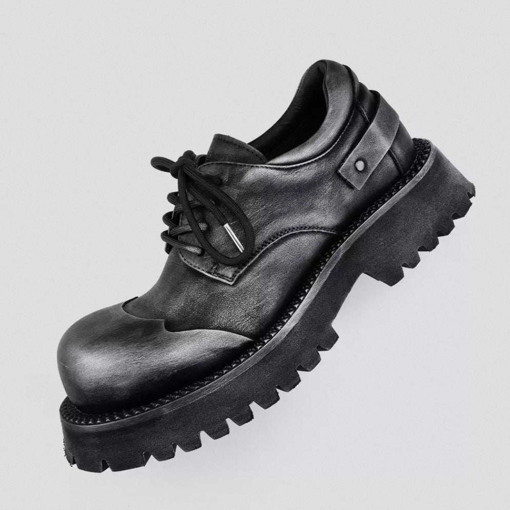 LEATHER PLATFORM DERBY SHOES