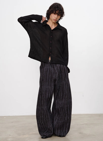 HEAVY JACQUARD WIDE TROUSERS