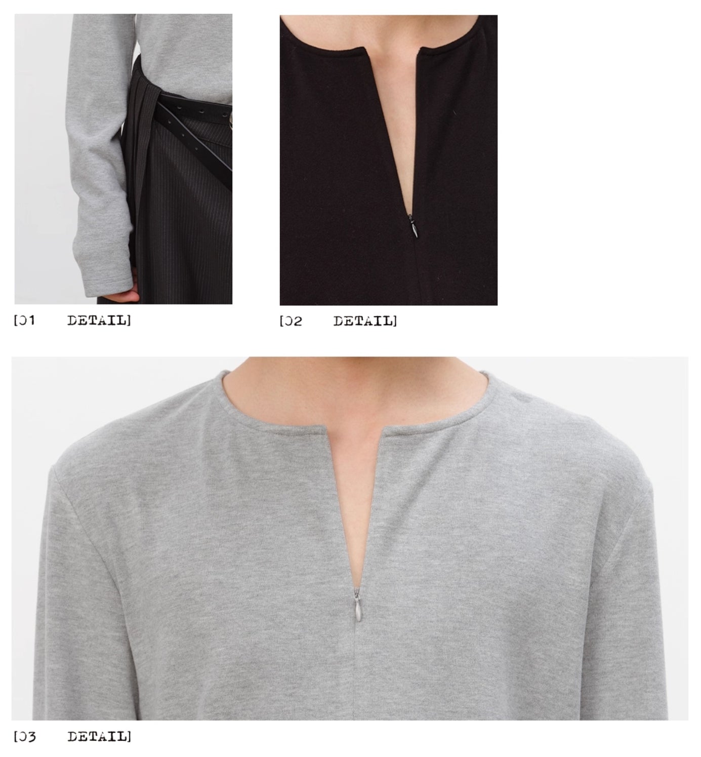 INVISIBLE ZIP CREW NECK