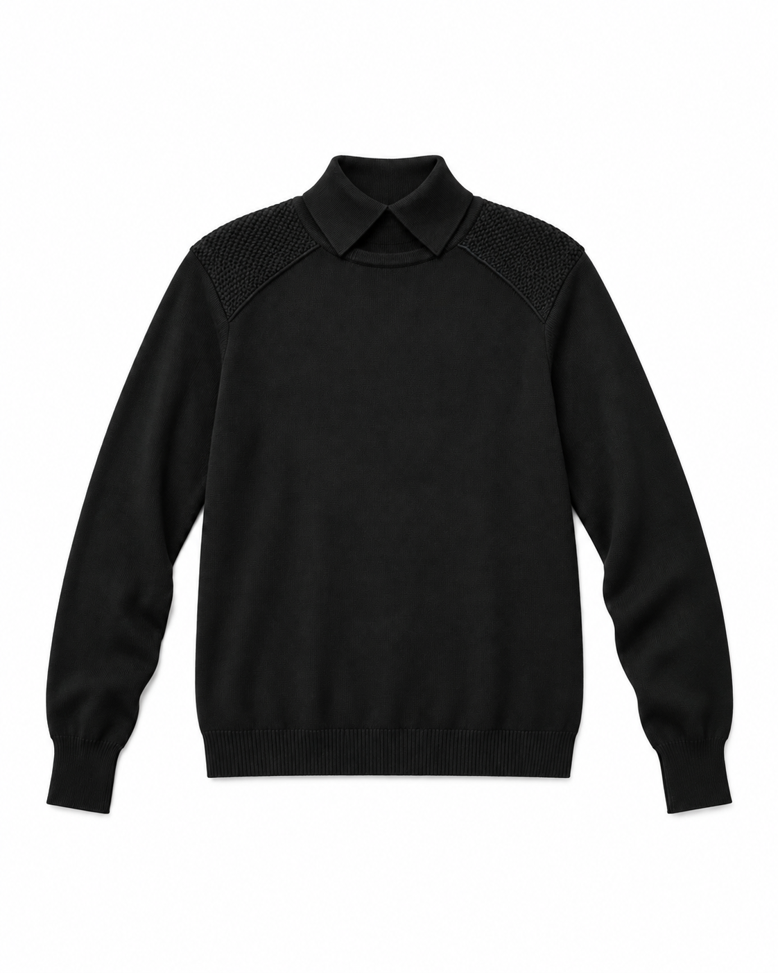 SCULPTURAL W NECK WOOL SWEATER