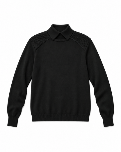 SCULPTURAL W NECK WOOL SWEATER