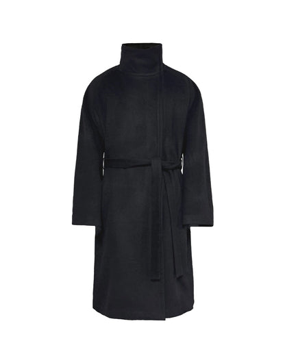 ASYMMETRIC LACE-UP HEAVY WOOL COAT