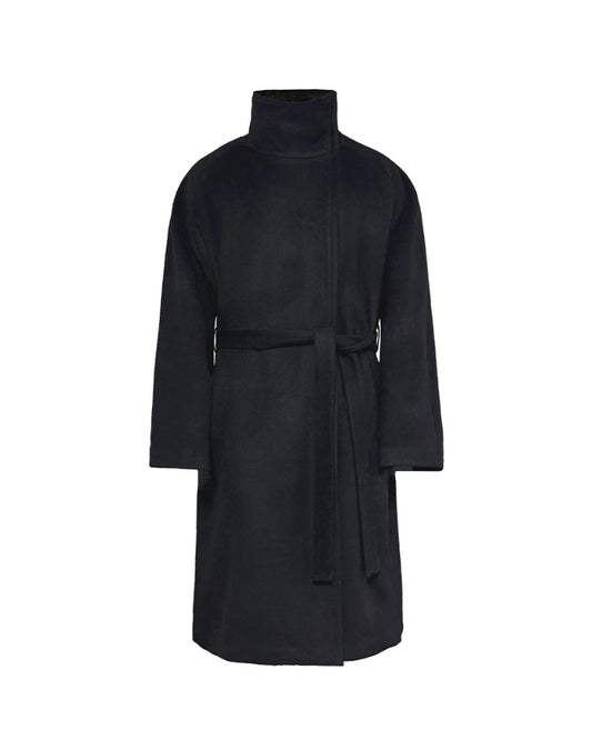 ASYMMETRIC LACE-UP HEAVY WOOL COAT