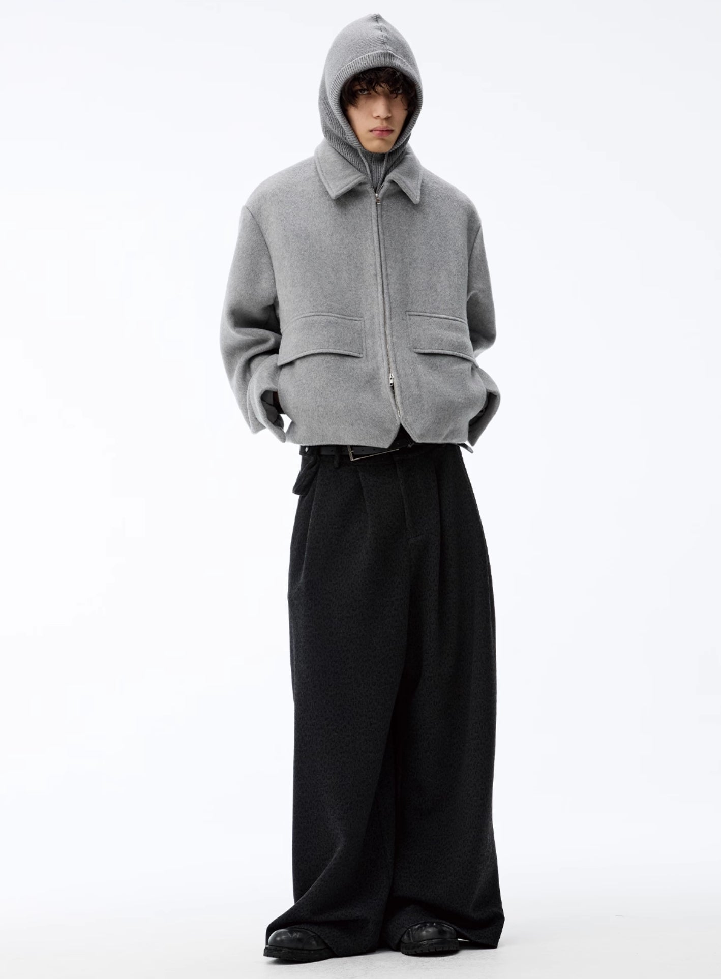 BICOLOR HALF-POCKET WOOL JACKET