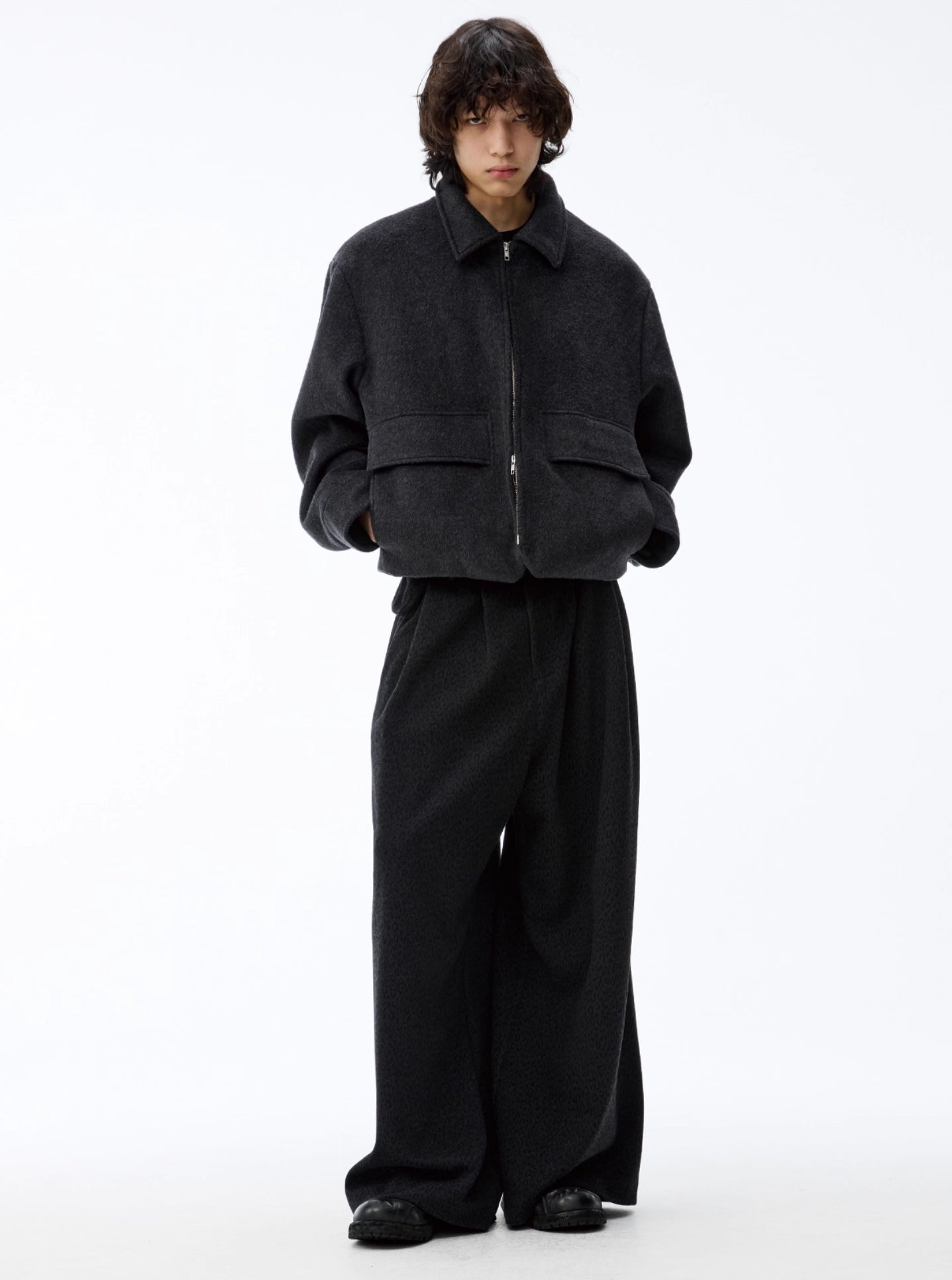 BICOLOR HALF-POCKET WOOL JACKET