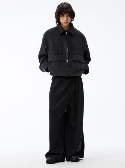 BICOLOR HALF-POCKET WOOL JACKET