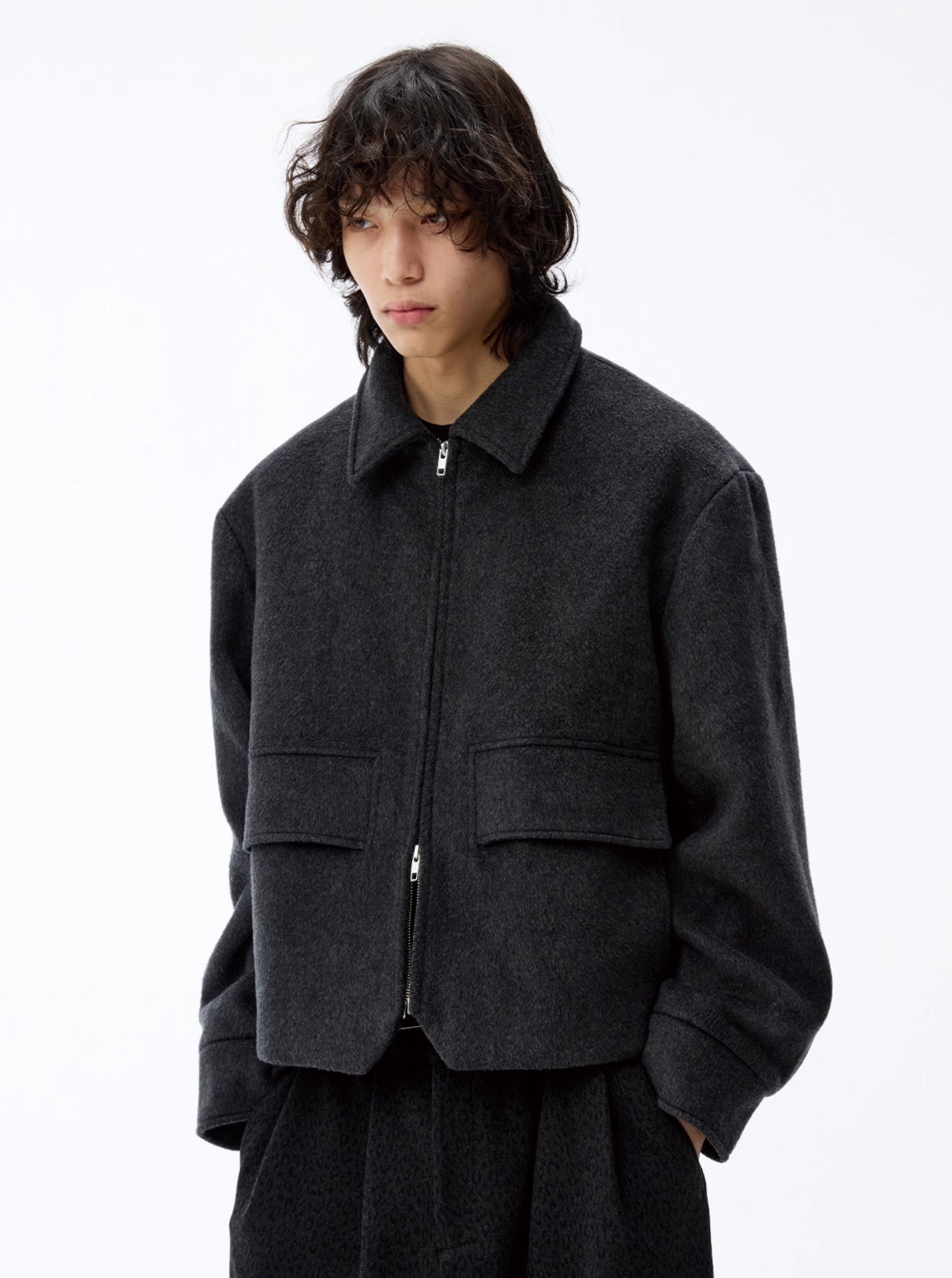 BICOLOR HALF-POCKET WOOL JACKET