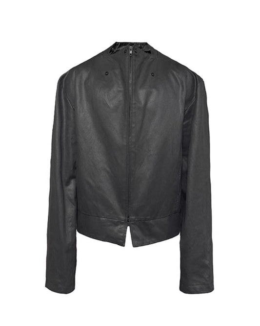 WAXY STIFF SPLIT-HEM COAT