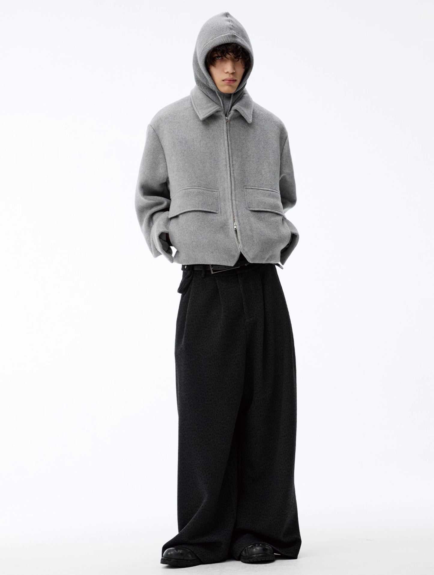 DARK LEOPARD JACQUARD TWILL PANTS
