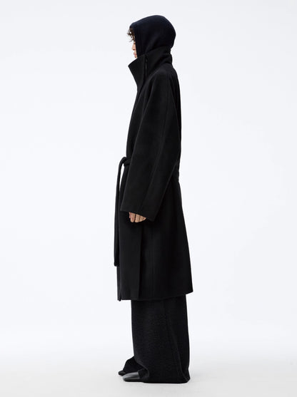 ASYMMETRIC LACE-UP HEAVY WOOL COAT