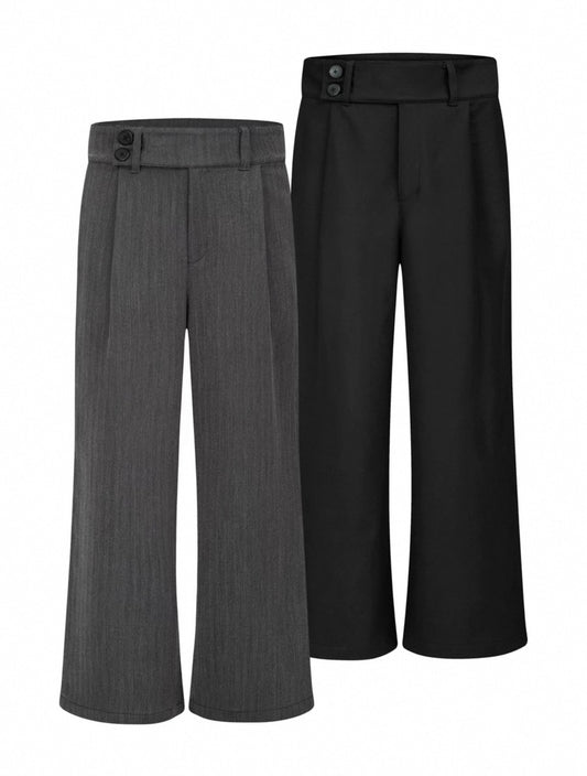DOUBLE PLEATED WIDE-LEG WEASTERN PANTS