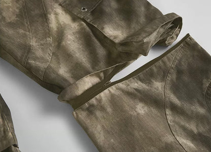 CAMO DETACHABLE ZIPPER WOVEN TROUSERS