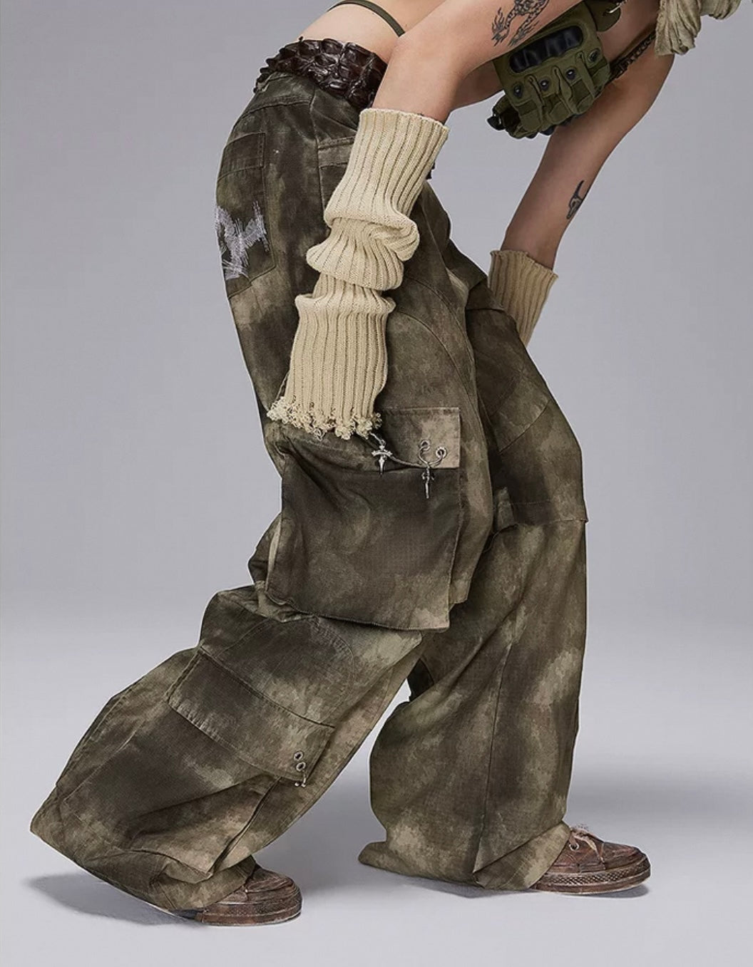 CAMO DETACHABLE ZIPPER WOVEN TROUSERS