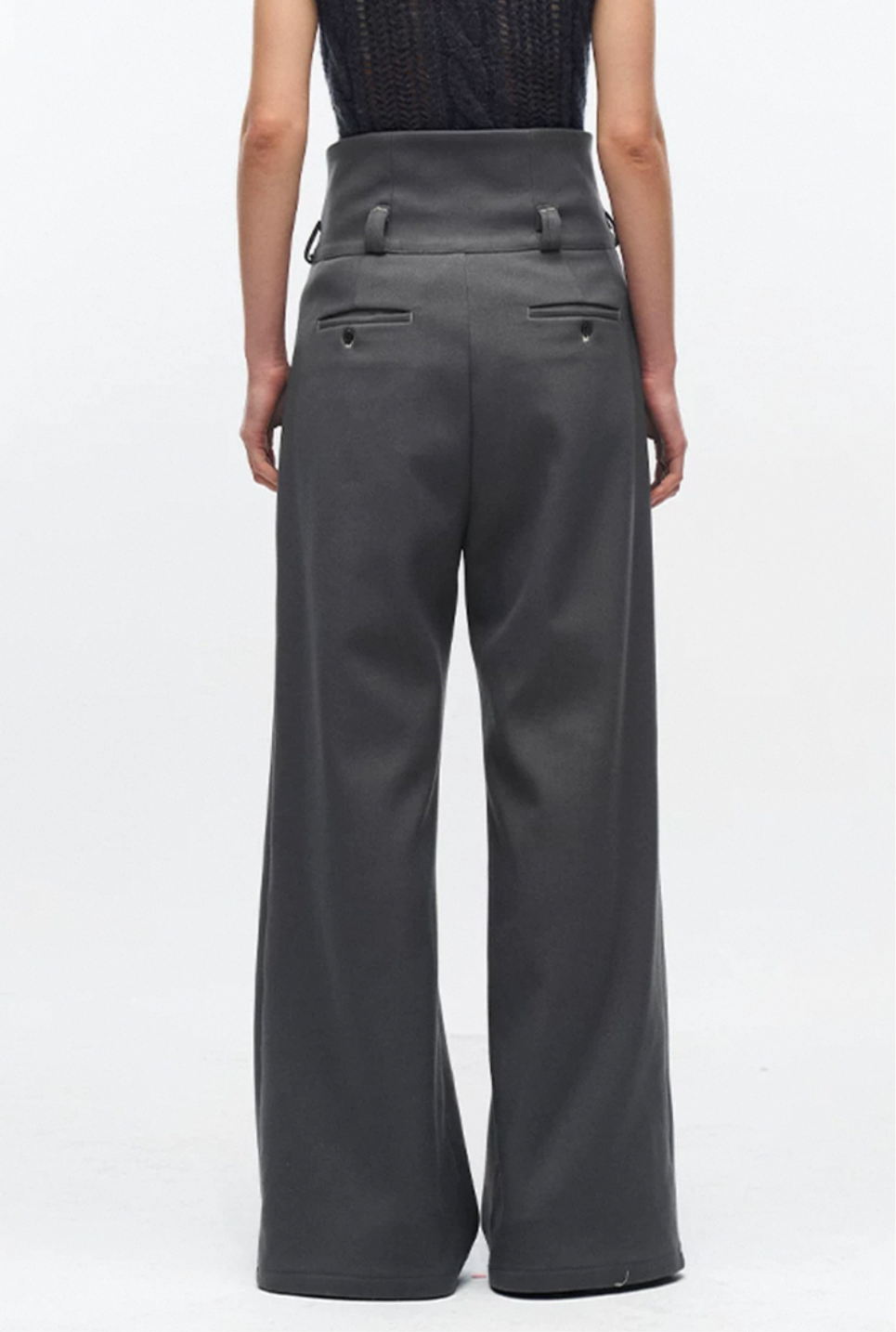 HIGH-WAISTED GRAY CASUAL PANTS