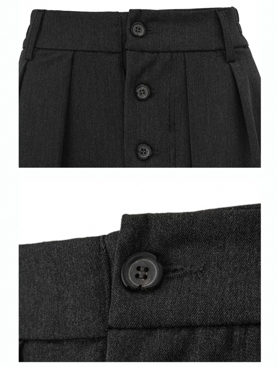 RING BUTTON PLEATED SUIT TROUSERS