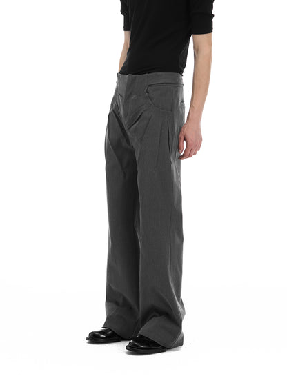 FIT SPLIT PLEAT WOOL TROUSERS