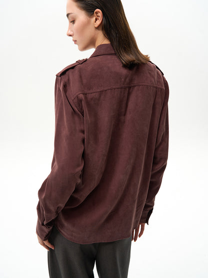 SAND MATTE MILITARY ZIP SHIRT