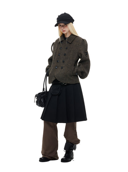 NOIR STRUCTURED SHORT WOOL JACKET