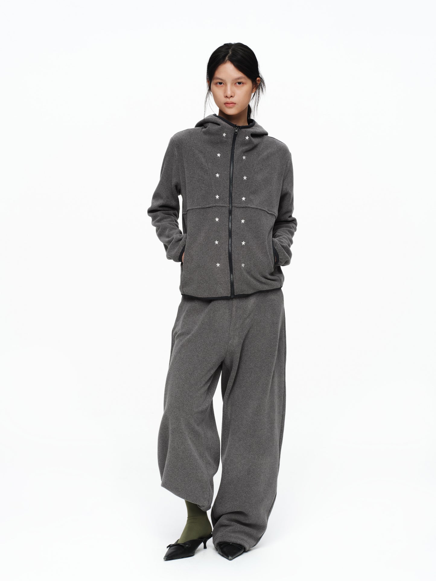 STAR WAXY FLEECE HOODIE