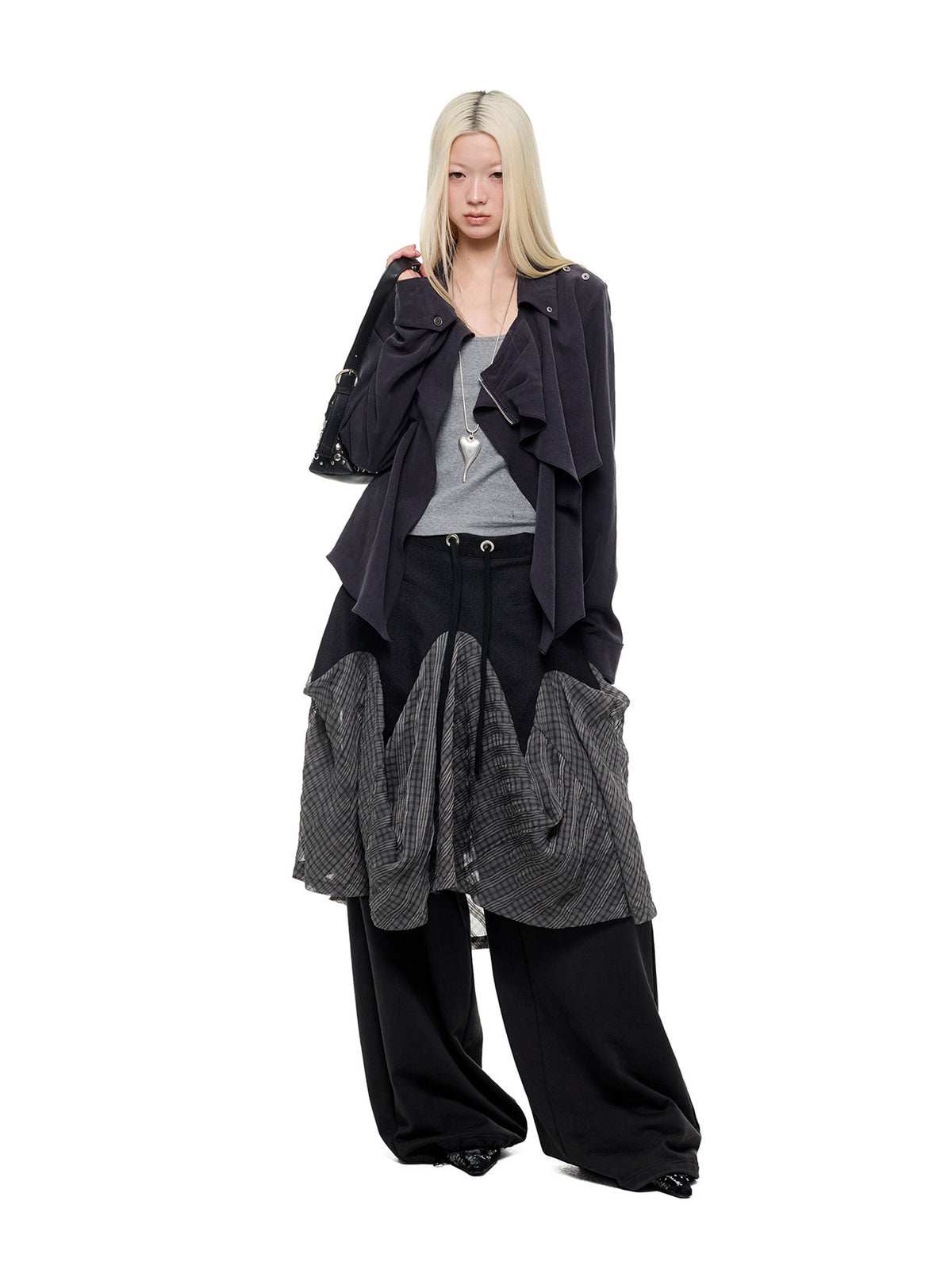 RUSTED PATCHWORK ASYMMETRIC SHIRT