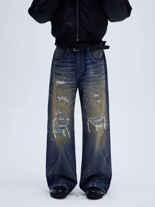 CLAY DYED DISTRESSED JEANS