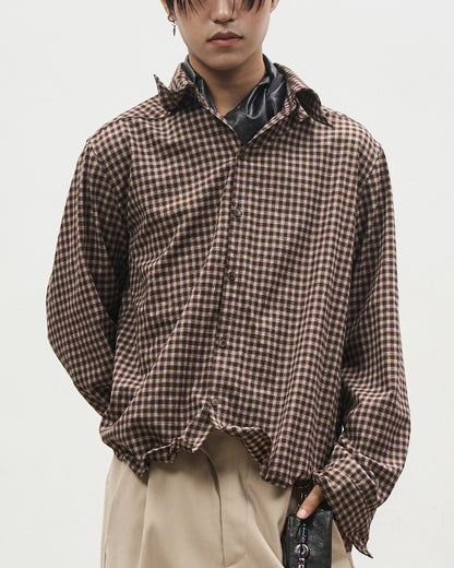 SILK PLAID BOXY SHIRT