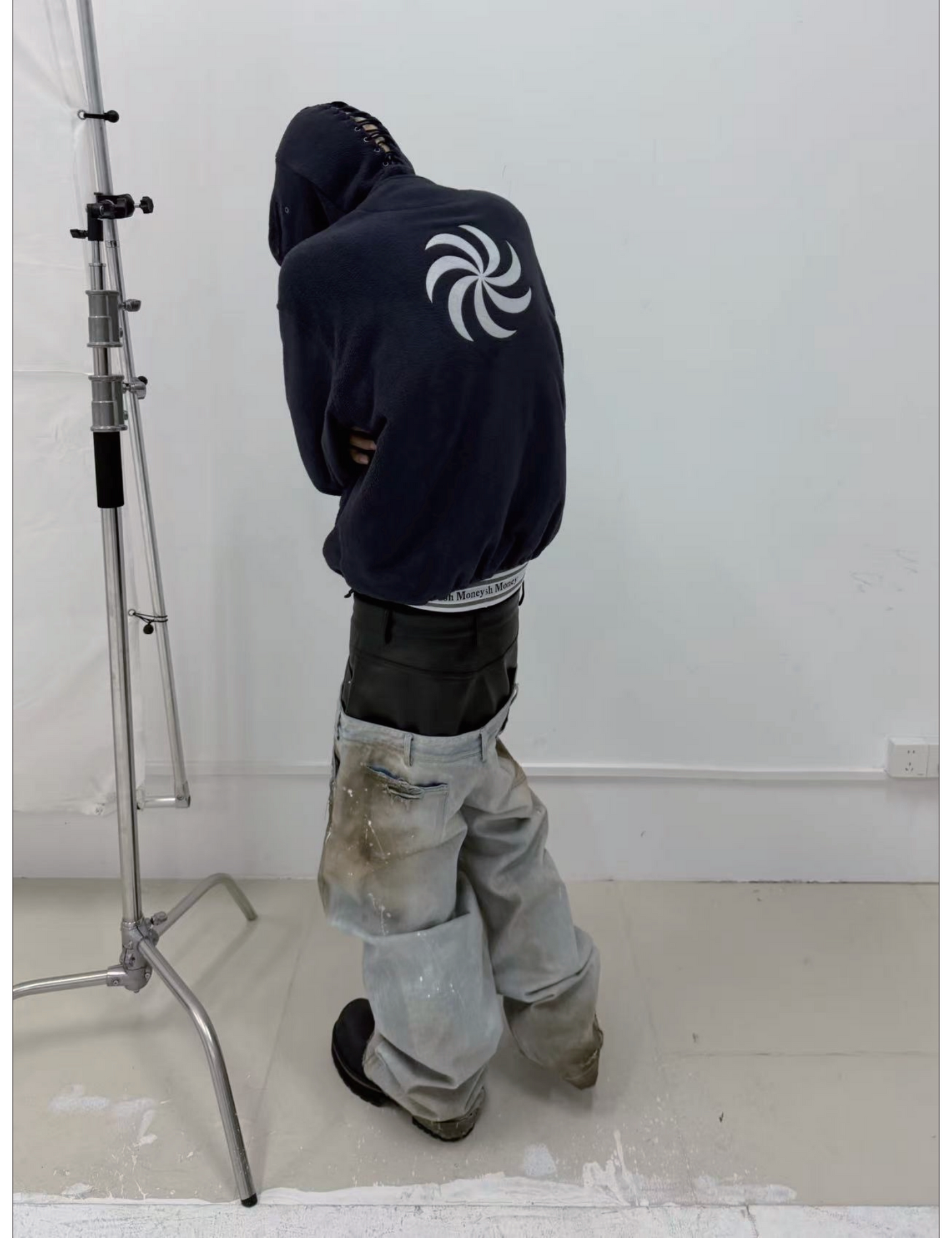 DOUBLE WAIST MONKEY WASH JEANS