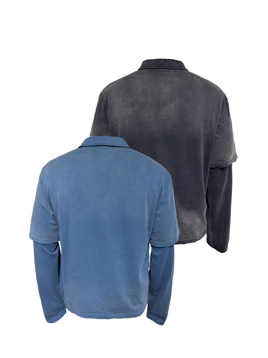 GRADIENT FAKE LAYERED POLO SHIRT
