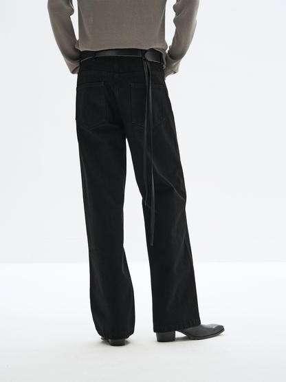 CARBON BLACK STRING HEM DENIM