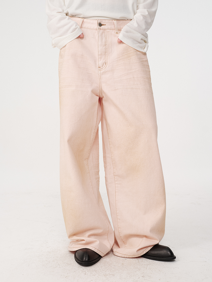 STAINED PINK DENIM PANTS