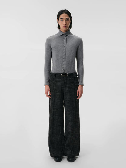 FLORAL TEXTURED ZIP COLLAR PULLOVER