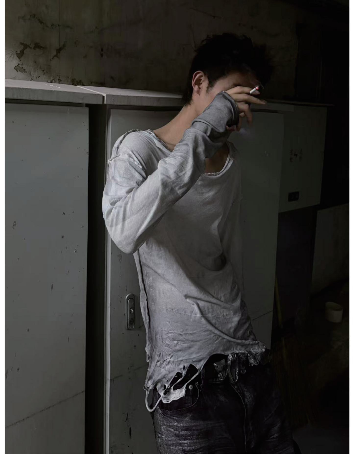 WRINKLED LINEN TOUCH LONG SLEEVE