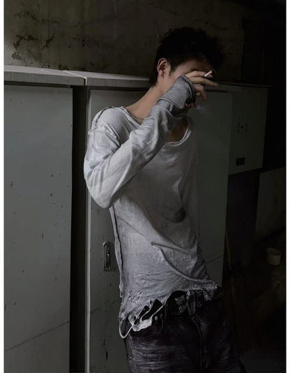 WRINKLED LINEN TOUCH LONG SLEEVE