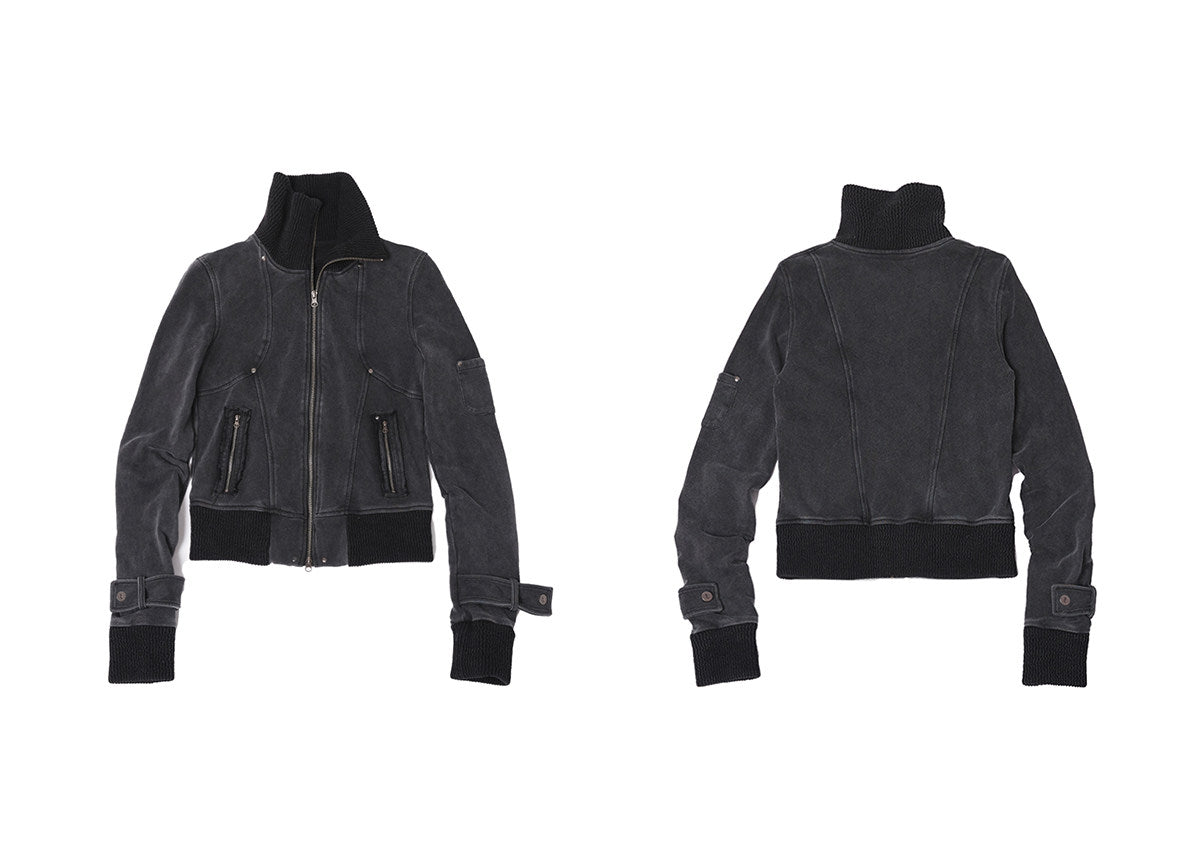 WASH-FADED RAW-TRIM ZIP SWEATSHIRT