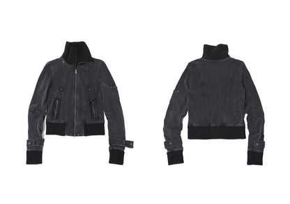 WASH-FADED RAW-TRIM ZIP SWEATSHIRT