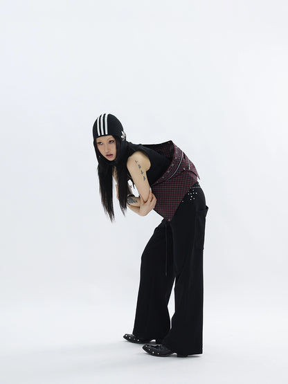 LAYERED CHECK WAIST BAG