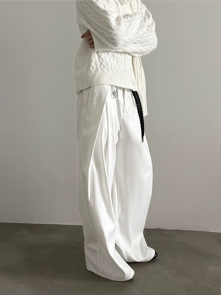 HEAVY-WEIGHT THREE-DIMENSIONAL PLEATED SLACKS