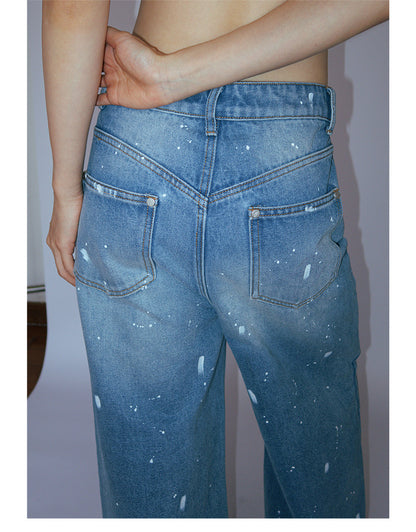 INK-STAINED SILHOUETTE FADED BLUE DENIM